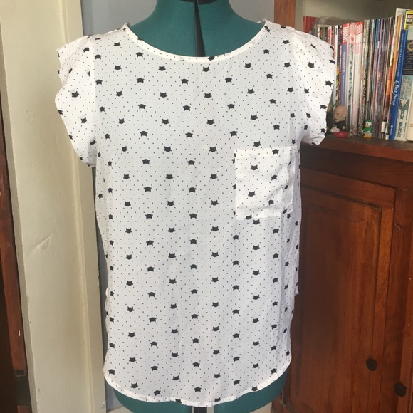 iris Tops - Iris Breezy Kitty Cat Blouse S